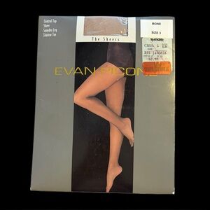 Evan Picone 90s Vintage Control Top Sheer Spandex Leg Bone Pantyhose Sz 3